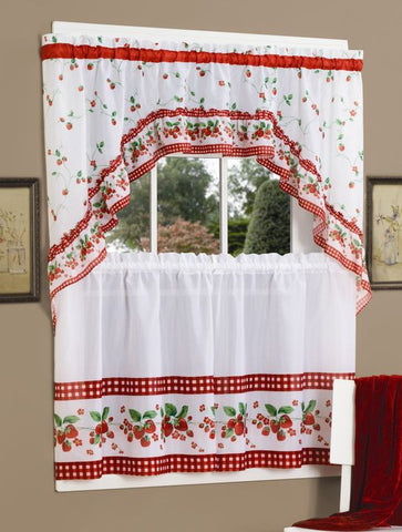 Strawberry Vine Printed Tier and Swag Set